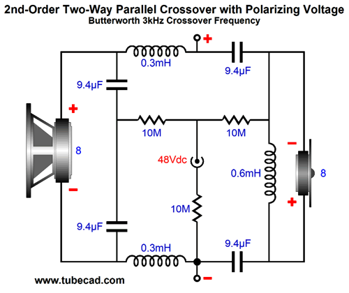 Crossover with Polarized Capacitors and Floating Paraphase